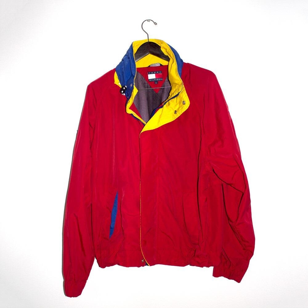Tommy Hilfiger Vintage Windbrealer Color Block Spell Out 90s Jacket Large